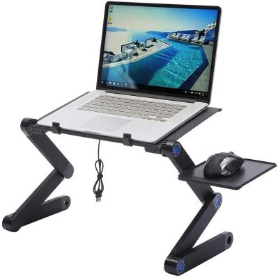 China With Fan Factory Low Price Wholesale Portable Adjustable Aluminum Computer Laptop Desk Stand Computer Desk Folding Table and Mouse Pad with Fan for sale