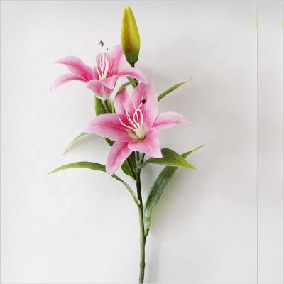 China Artificial Flower Green High Quality Long Stem Latex Real Touch Material Environmental Protection Lily Flowers For Home Decoration for sale