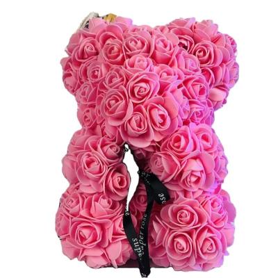 China Green Environmental Protection Factory Customize Romantic Gifts Rose Bear 25cm Teddy Bears Rose Artificial Moss Pink Gift For Valentine Day Birthday We for sale