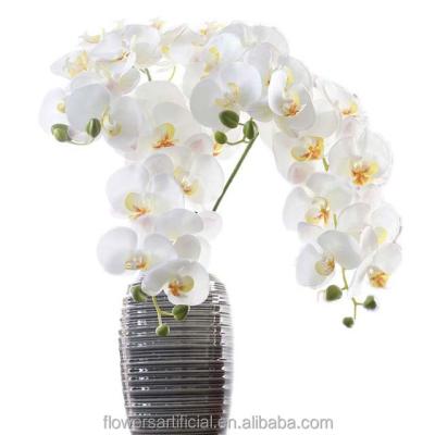 China Environmental Protection Artificial Flower Real Touch Latex Wedding 9 Heads Green High Quality Orchid for sale