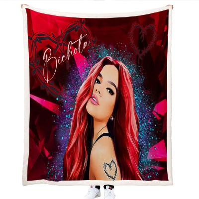 China 2023 Customs Newest Design Fashion Poncho Throw Blankets Karol G Customs Moving Blanket Anti-Static Sublimation Polyester for sale