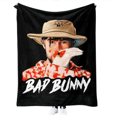 China 2023 new arrival anti-static sublimation flannel fleece travel throw custom 3d anime blanket printing bad bunny blanket for sale