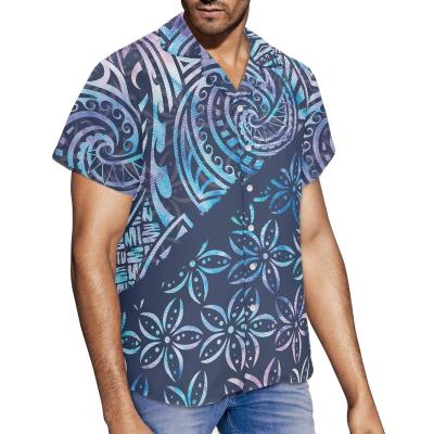 China 2023 Custom Plus Size Hawaiian Tribal Polynesian Collar Mens Clothing Anti-pilling Cuba Shirts Cuba Shirts Casual Short Sleeve for sale