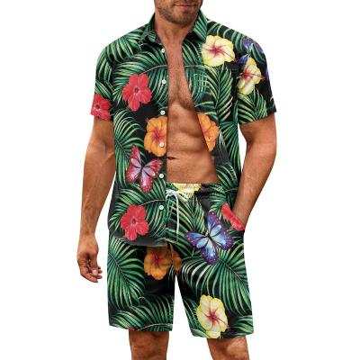 China Custom Polynesian Flower Mens Plus Size Plumeria Plumeria Shirts And Shorts Casual Short Sleeve Fashion Set Summer for sale