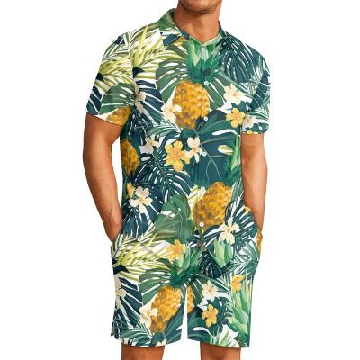 China Plus Size 2023 Custom Made Mens Hawaiian Casual Print Short Sleeve Beach On Demand Shirt And Shorts Set Two Piece Suits for sale