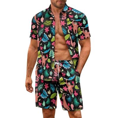 China Anti-pilling Best Selling Custom Loose Hawaiian Polynesian Style Shirt Men Set Outdoor Casual Beach Tops Short Sleeve for sale