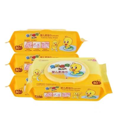 China Baby Skin Cleansing Cloths 80Pcs Wholesale Price Soft Outdoor Baby Wet Wet Wipes With Lid High Quality Facial Massage Cleansing Wet Cloths for sale