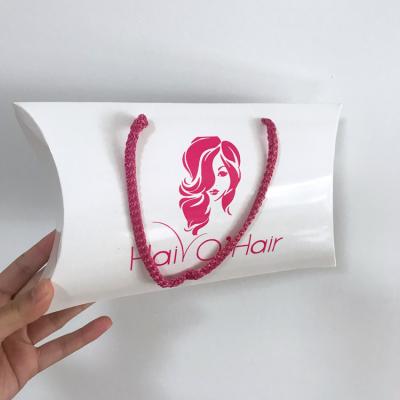 China Biodegrable Recycled Materials White Gloss Cardboard Shipping Pillow Box Soap Packaging Box With Pink Ribbon for sale