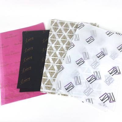 China Recycled Materials Custom Printed Black And White Logo Tissue Paper For Gift Box Packaging for sale