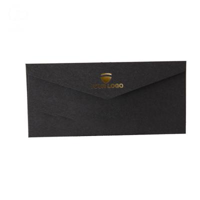 China Materials that respect the environment. Hot Logo Packaging Matt Black Paper Mailer Non-toxic Gold Foil Envelope for Christmas for sale