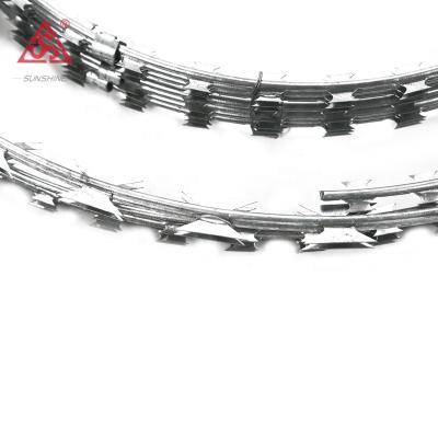 China BTO-22 BTO65 Industry Galvanized Razor Blade Wire Razor Barbed Wire for sale