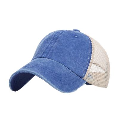 China Casual Washed Cotton Mesh Breathable Baseball Hat Distressed Light Board Peaked Hat Men and Women Trendy Spring and Summer Hat Women for sale