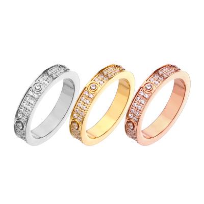 China FASHIONABLE Custom Zircon Rings Jewelry Luxury Fashion Engagement 18k Gold Plated Jewelry Stainless Steel Crystal Full Star Diamond Rings for sale