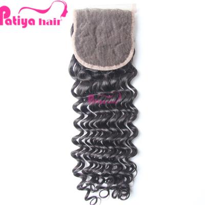 China Raw Unprocessed Raw Unprocessed 4x4 Free Brazilian Virgin Brazilian Virgin Hair 100% Indian Human Hair Boat Neck Wave Lace Closure Free Part for sale