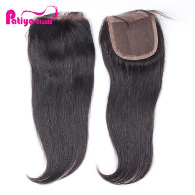 China 100 percent real oneline virgin remy human hair top 4x4 lace closures swiss brazilian remy human hair wholesale straight virgin lace closure purchase 1B for sale