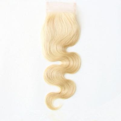 China Natural Hairline With Baby Hair Fast Shipping By Fedex 613 Body Wave Lace Closure 4x4 Brazilian Virgin Russian Blonde Hair Natural Piece Closure Piece for sale