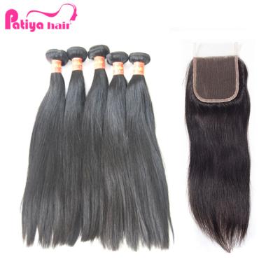 China Can Be Dyed Bleached To Any Color Raw Unprocessed Cuticle Lined Raw Unprocessed Double Lined Brazilian Indian Indian Human Hair Machine Hair Weft Bundles With Closure for sale