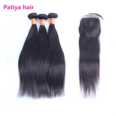 China Soft Cuticle Aligned Brazilian Hair Extensions Straight Human Hair Bundles And Smooth With Lace Closure, DHL FedEx Free Shipping Virgin Brazilian Hair Extensions for sale