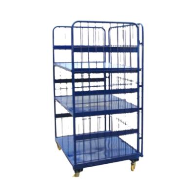 China Factory Direct Logistics Ladder Corrosion Protection Mobile Steel Four Wheel Cage Storage Truck Rolling Cart for sale