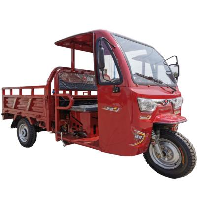 China 48V Petrol Type Three Wheel Motorcycle Scooter Trike with Driver Cabin Cargo Tricycle for sale