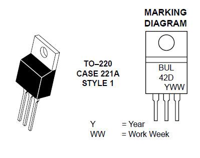 Chine TRANSISTOR de PUISSANCE BUL42D SUR TO-220 avec 4 AMPÈRES 700 VOLTS 75 WATTS à vendre