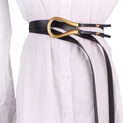 China Second-Layer Second-Layer Leather Belt Leather Vintage With Horseshoe Buckle for sale