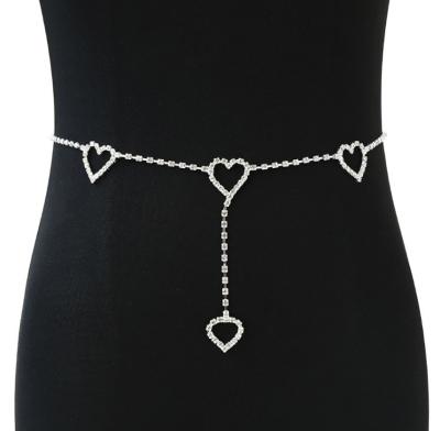 China Crystal Slimming Luxury Full Rhinestone Belt Body Chain Body Chain Shining Heart Triangle for sale