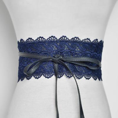 China Multicolor PU+Lace Lace Sash Waistband Wide Waistband for sale