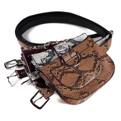 China PU Snake Print Ring Detail Belt Bag for sale