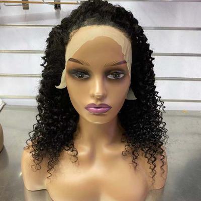 China Wholesale Jerry Curl Human Hair Lace Front Wig Black Brazilian Front Wig Transparent Swiss Lace Wig for sale