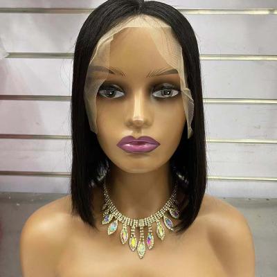 China Short Straight Wig 150 Density Lace Hair Wigs Women Silky Straight Wave Wholesale Brazilian Virgin Hair Lace Front Wig For Black Transparent for sale