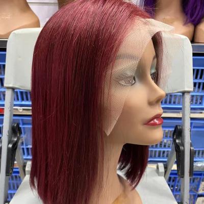 China Straight Bob Lace Wig BOBO Human Hair Lace Front Short Color Wave Virgin Brazilian Hair Lace Front Wig Silky Straight Wig for sale