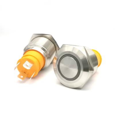 China IP67 22mm Stainless Steel 4Pin Momentary Micro Push Button Switch With 15A Led for sale