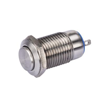 China Widely Used 220v Stainless Steel Push On Lock Push Switch 2 Pin Waterproof Lock Normal Open Key Button 12mm High for sale