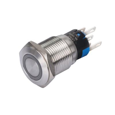 China YUESHUN Control La Push Lock 16mm 12v 220v LED Industrial Ring Push Button Switch for sale