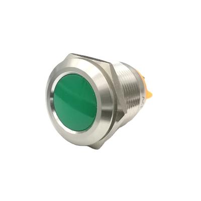 China IP67 Chrome Brass Plated Metal Explosion Proof 12 Volt Led Pin Terminal Lights Green 19mm Signal Light Pilot for sale