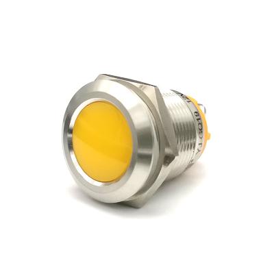 China Diameter 19mm Diameter 19mm Brass Plated Brass Chrome Plated 12V Driver Light Car Led Indicator Light Waterproof Yellow Screw Terminal for sale