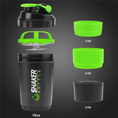 China Viable Wholesale Gym Water Bottle Leak Proof Plastic 500ml Protein Shaker Bottle for sale