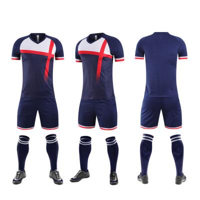 China Shirts & Tops China Manufacturer Kids Soccer Kits Navy Blue Football Wear Short Mens Football Jersey for sale