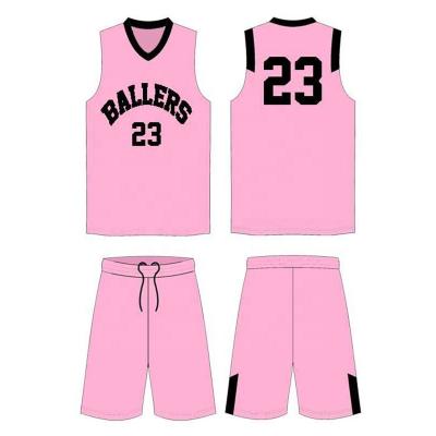 China Breathable Pink Basketball Uniforms Full Sublimation Custom Design Pink Color Basketball Jersey Uniform for sale