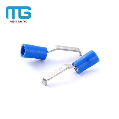 China Copper Blue Flat Crimp Terminals Bare Blade Hook PVC Connector With Insulating Cover Device for sale