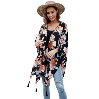 China 2023 Summer Sun Protection Beachwear Floral Sexy Swimwear Cover Up Shirt For Women Bikini Customized Size for sale