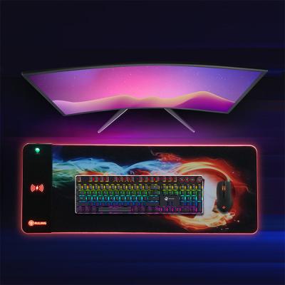 China Large Custom Printed Soft LED Gaming Keyboard PASSIONATE Mat Wireless Charger Mouse Pad for sale