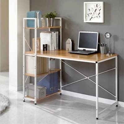 China Adjustable Pads Computer Desk With Shelf Writing Study Table Home Office Desk With Storage Shelves for sale