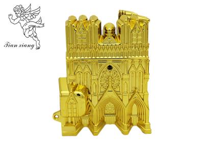 China Customized Virgin Plastic Casket Corners Pale Golden American Style With Cathedral for sale