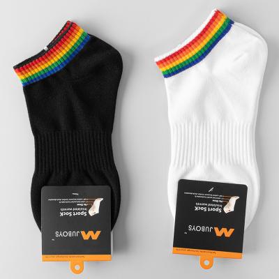 China High Quality Breathable Pride Loafer Socks Breathable Short Rainbow Stripped No Show Socks Summer for sale