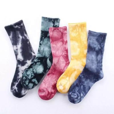 China Antibacterial No MOQ Custom Logo Embroidery Designed Tie Dye Socks Crew Socks Men for sale