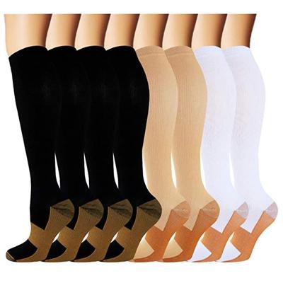 China Hot Sale Copper Sock Antibacterial Medical Nylon Knee High Nurse 20-30mmhg Compression Socks For Women&Men for sale