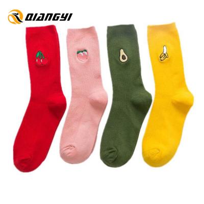 China Dropshipping Breathable Embroidery Girls Fruit Print Socks, Custom Combed Cotton Socks for sale