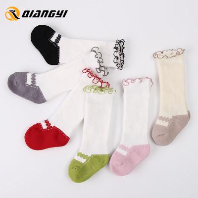 China Comfortable White Fashionable Lace Knee High Stockings Kids Stockings Sustainable For Babies for sale